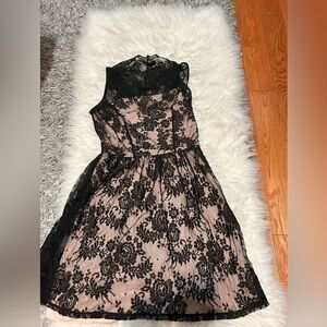 Black & Beige Lace Dress